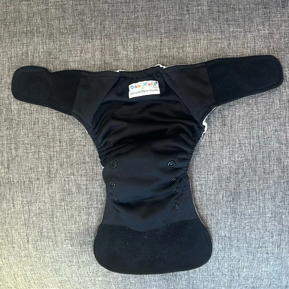 Baby Kicks Premium Pocket Cloth Diapers Velcro & Snap Closure Black Orange Red